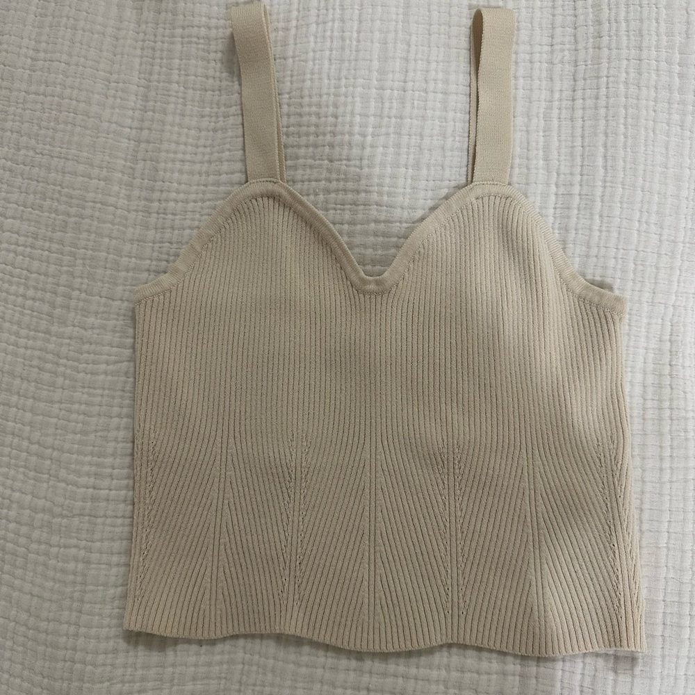 Altar'd State Beige Ribbed Knit Top